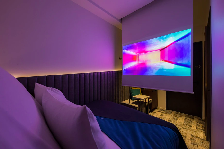 Hotel rooms became a movie theater